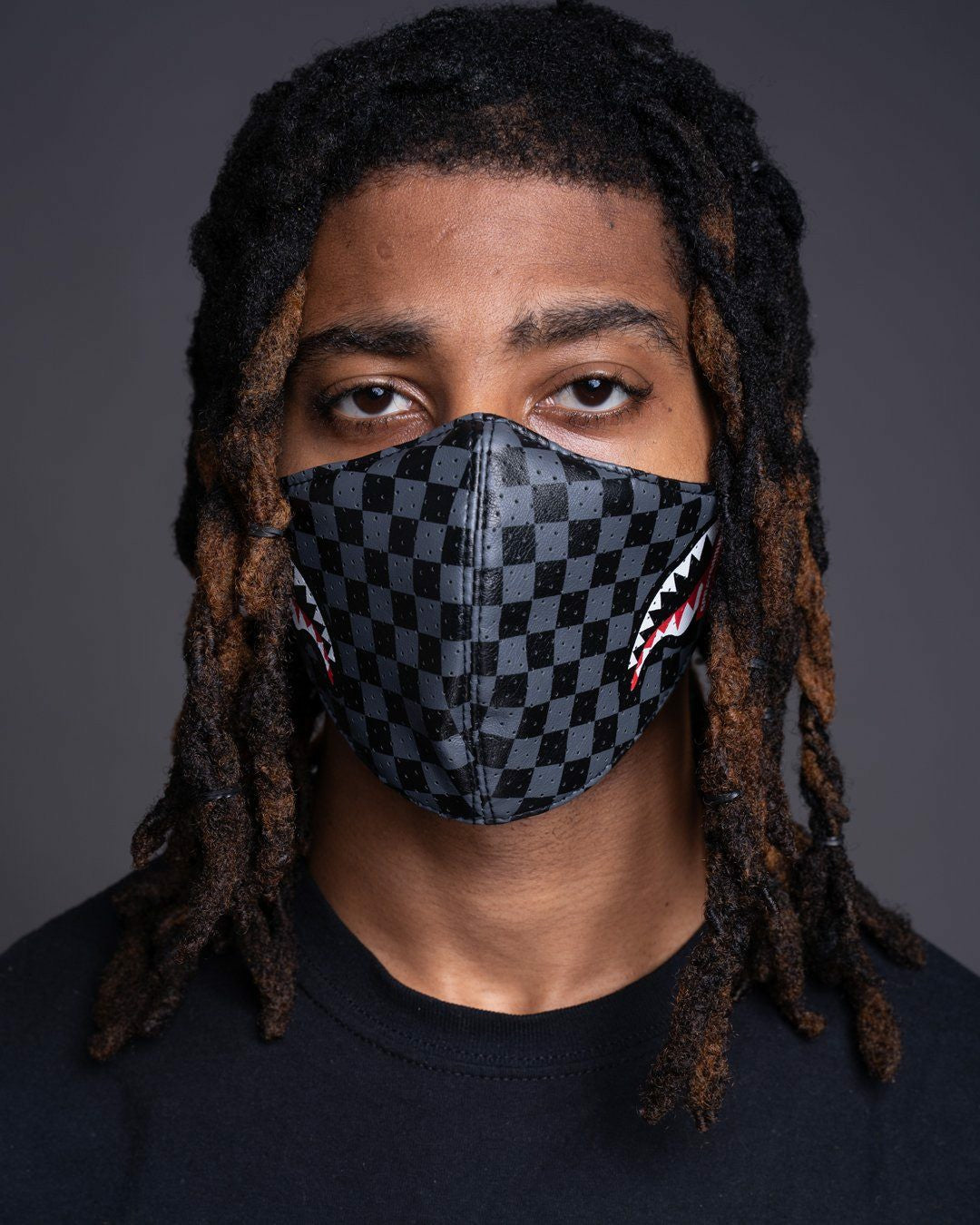 SHARKS IN PARIS (GRAY) VEGAN LEATHER FACE MASK