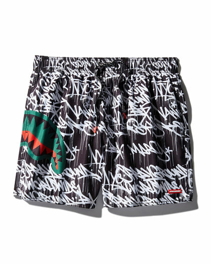 SCRIBBLE SHARK SHOTO SWIM TRUNKS
