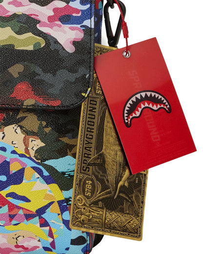 SLICED AND DICED CAMO MESSENGER SLING BAG