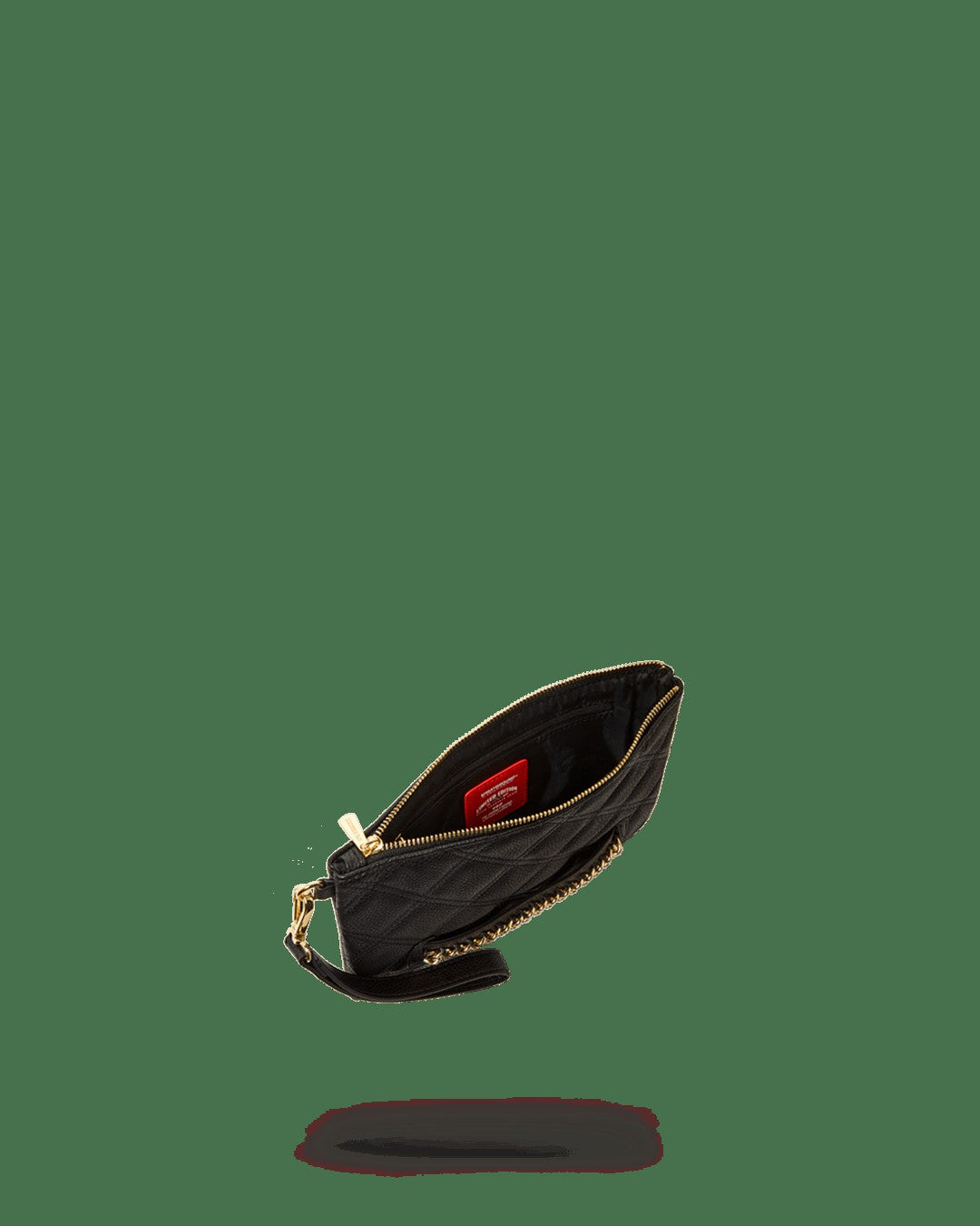 NOIR QUILT GOLD CHAIN SHARK CROSSOVER CLUTCH