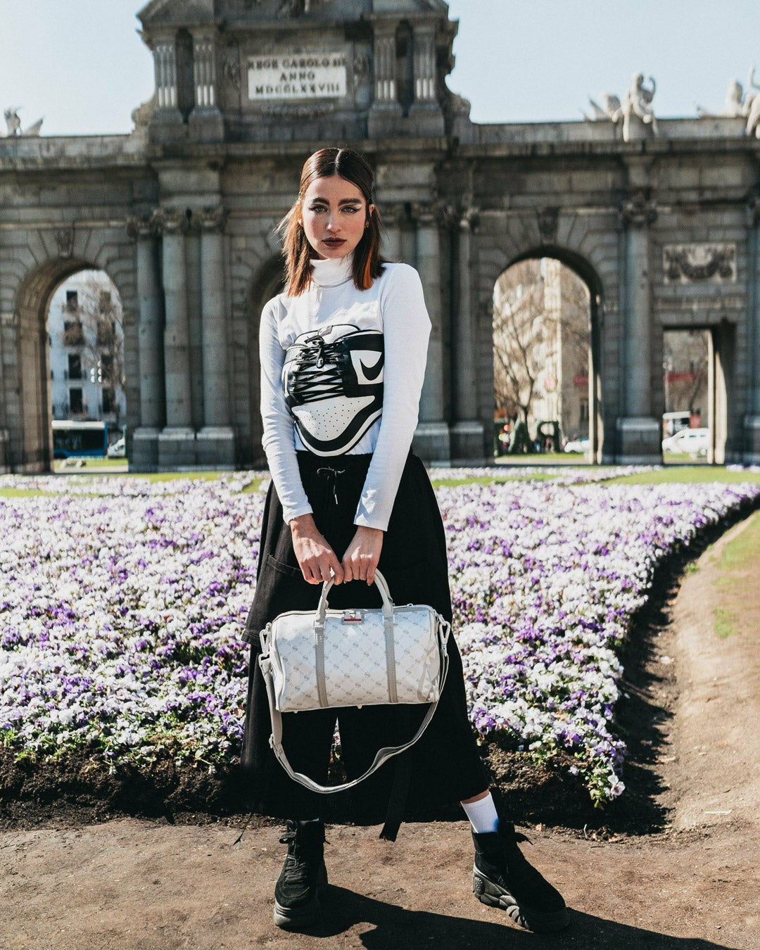 MONEY PATTERN POWDER MINI DUFFLE